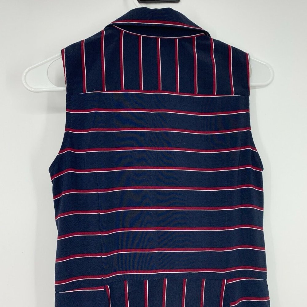 Tommy Hilfiger Shirt Dress Navy Blue Stripe Button Down Sleeveless - Picture 6 of 7